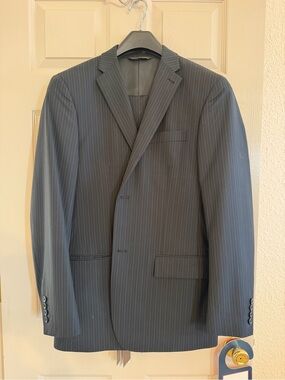 Perry Ellis Men's Dark Navy Pinstripe Suit Jacket